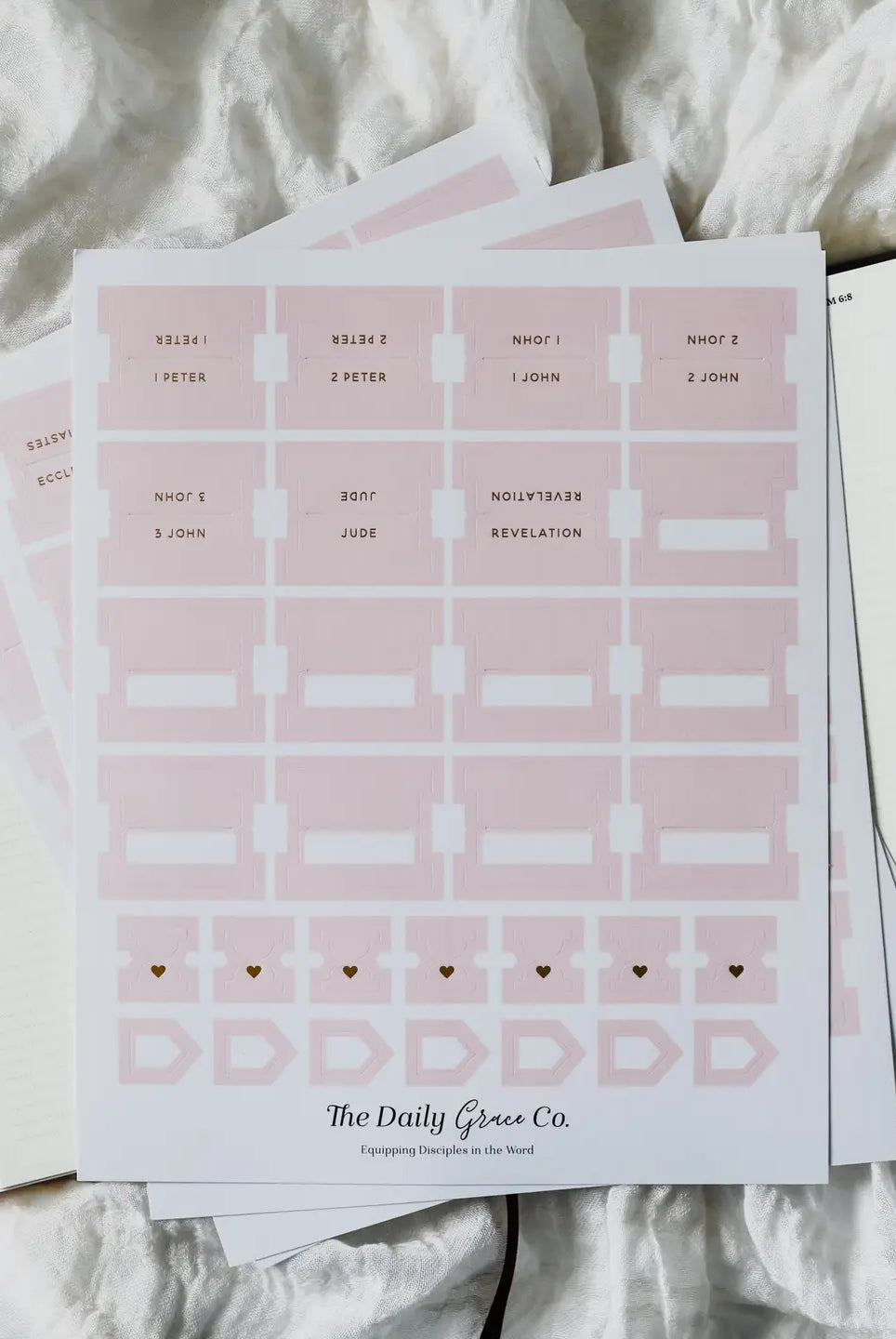 HOSANNA REVIVAL Blush Bible Tabs, 218 decorative accessories for Bible organization and highlighting pages.