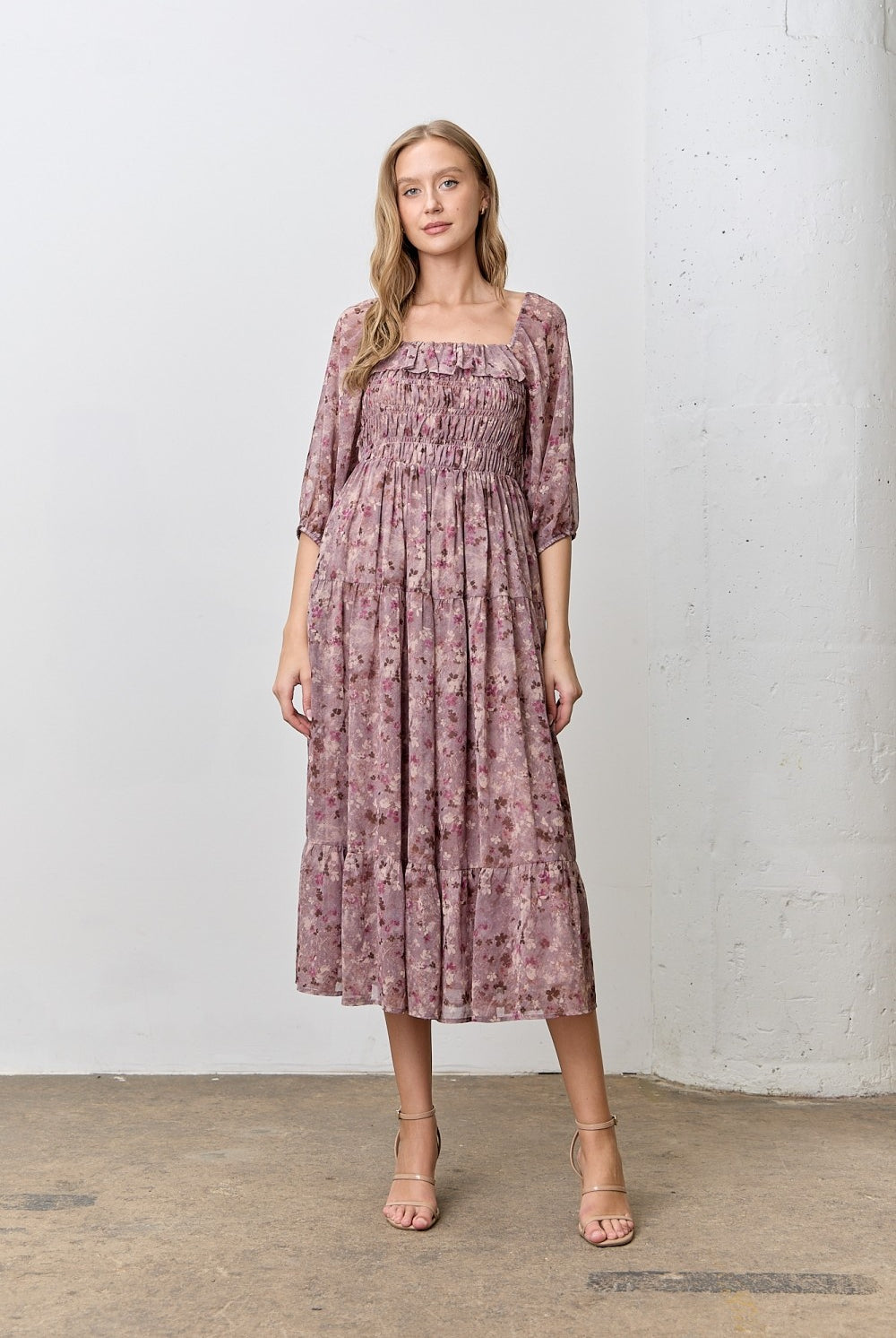 Scarlett Floral Smocked Midi Dress - Be You Boutique