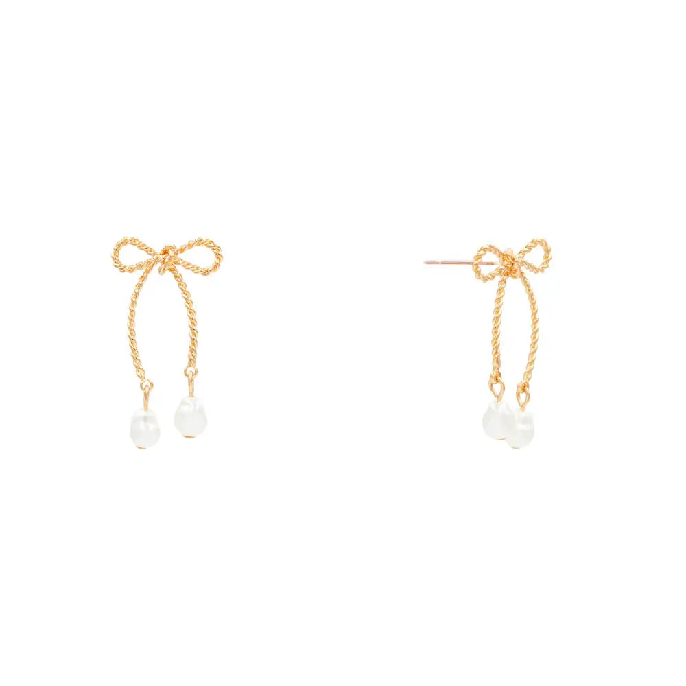 Textured Rope and Pearl Bow Earring - Be You Boutique