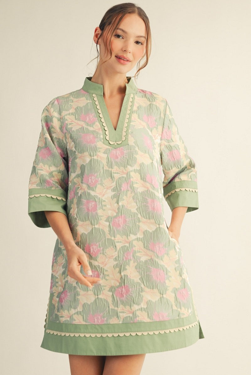 JODIFL Denise Floral Jacquard Dress, elegant 125 dressy dress with vibrant floral pattern and fitted silhouette.