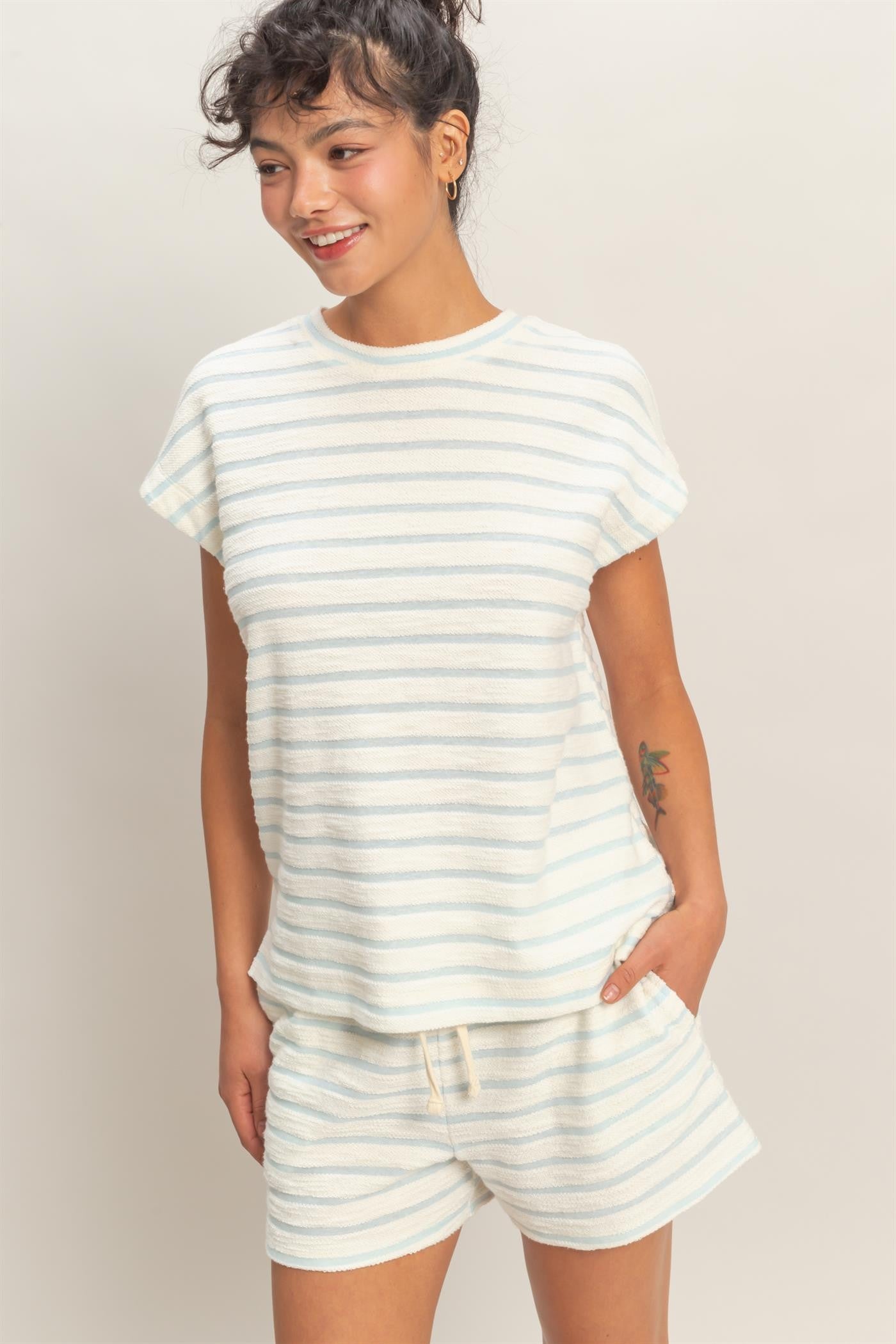 HYFVE Oneida striped casual short set featuring 152 shorts, stylish and comfortable for everyday wear.