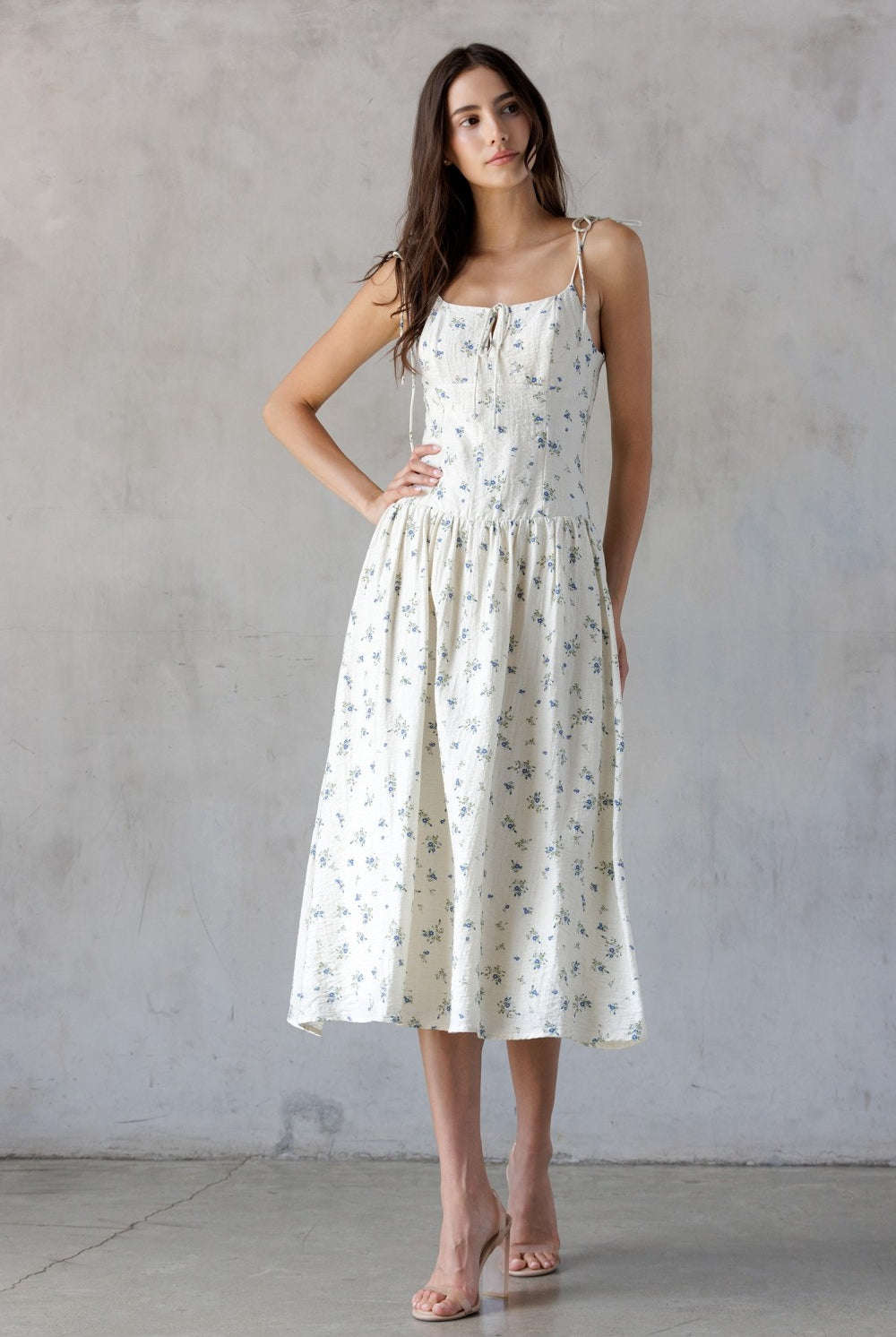 Carissa Floral Tie Straps Midi Dress - Be You Boutique