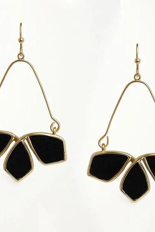 Black Suede Geometric Cut Out Earrings - Be You Boutique