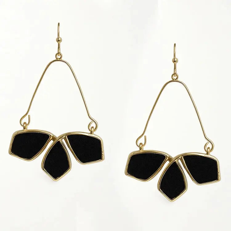 Black Suede Geometric Cut Out Earrings - Be You Boutique