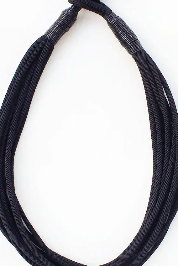 Black Rope Textured Multi Strand Necklace - Be You Boutique
