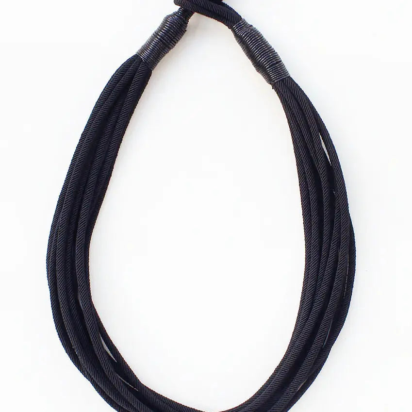 Black Rope Textured Multi Strand Necklace - Be You Boutique