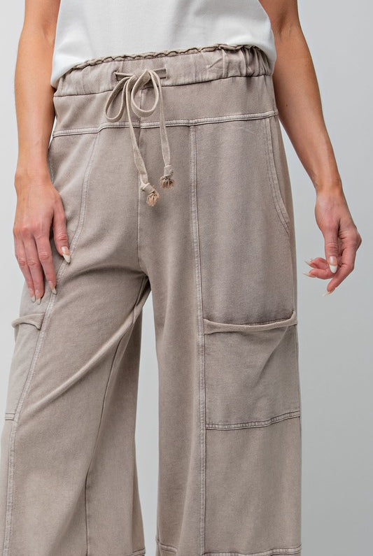 Bradley Mineral Washed Terry Knit Wide Leg Pants - Be You Boutique