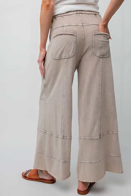 Bradley Mineral Washed Terry Knit Wide Leg Pants - Be You Boutique