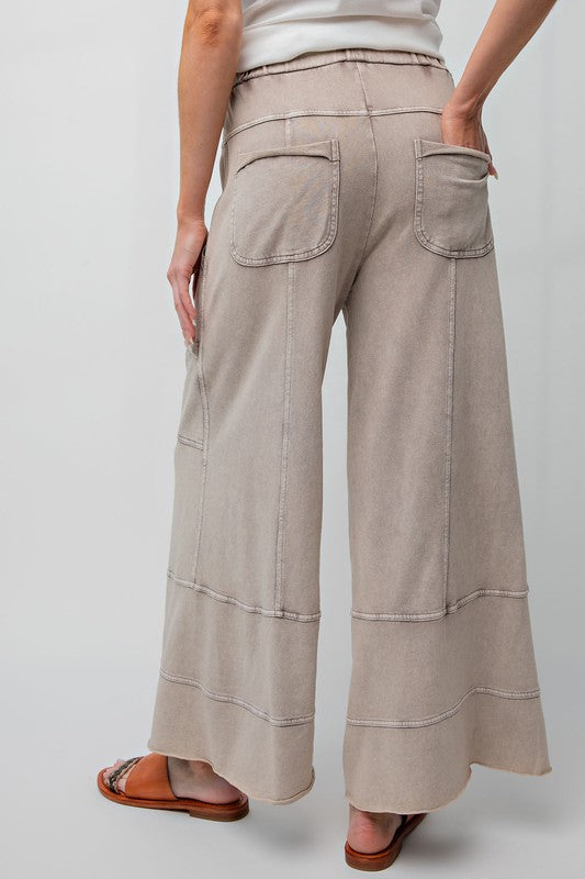 Bradley Mineral Washed Terry Knit Wide Leg Pants - Be You Boutique