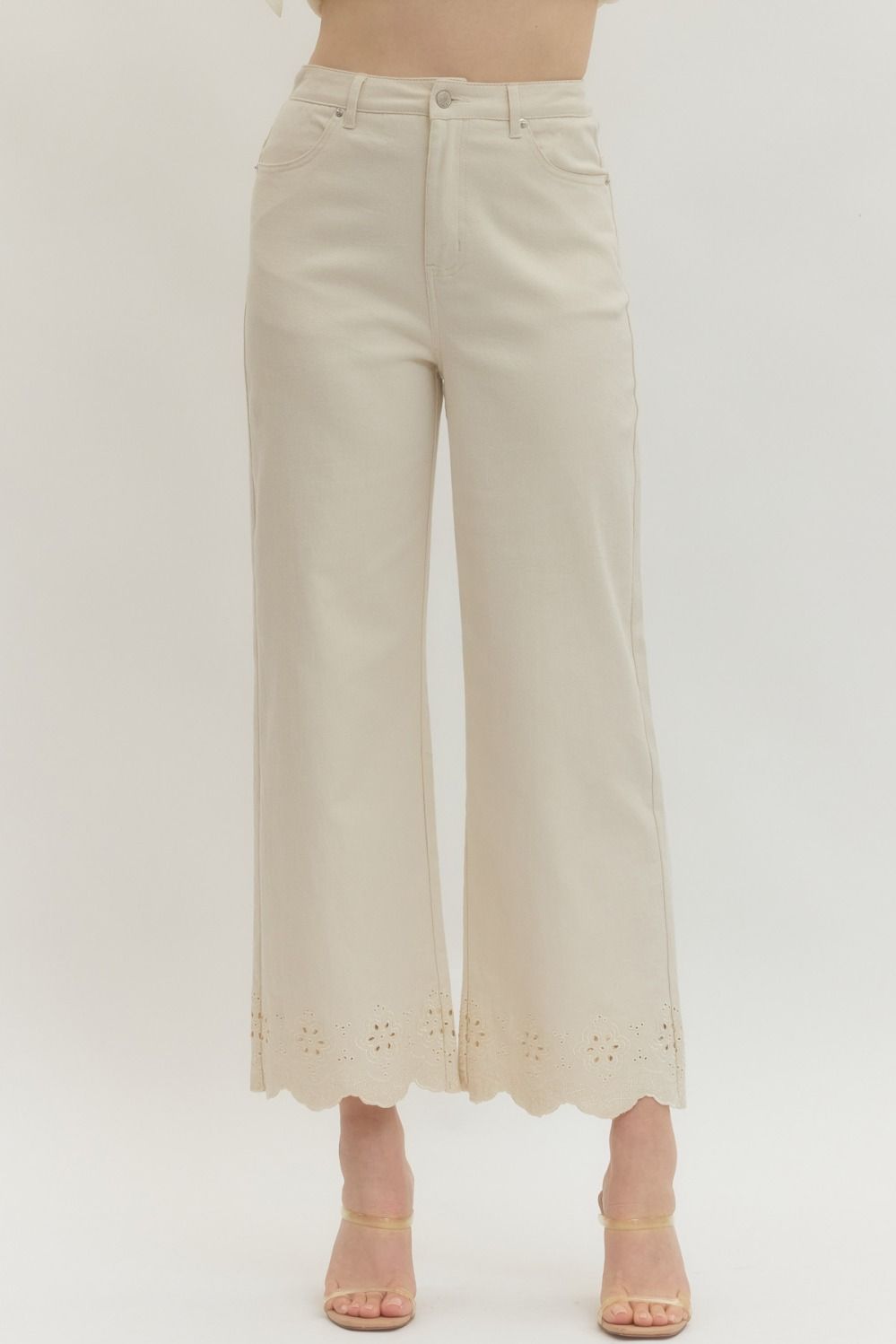 Cody Scallop Eyelet Trim Pant - Be You Boutique