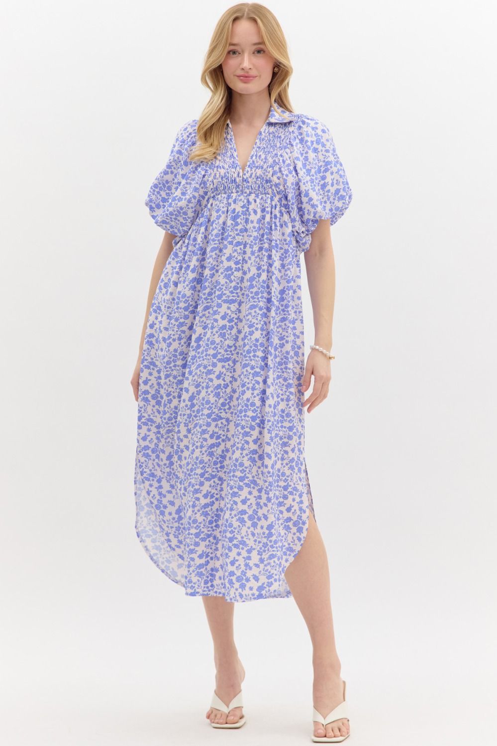 Emerett Ditsy Floral Bubble Sleeve Maxi Dress - Be You Boutique