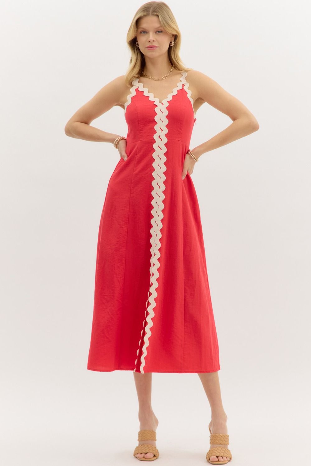 Lola Ric Rac Trim Midi Dress - Be You Boutique