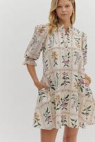 Aly Floral Puff Half Sleeve Dress - Be You Boutique