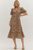 Leilah Bubble Sleeve Ruffle Dress - Be You Boutique