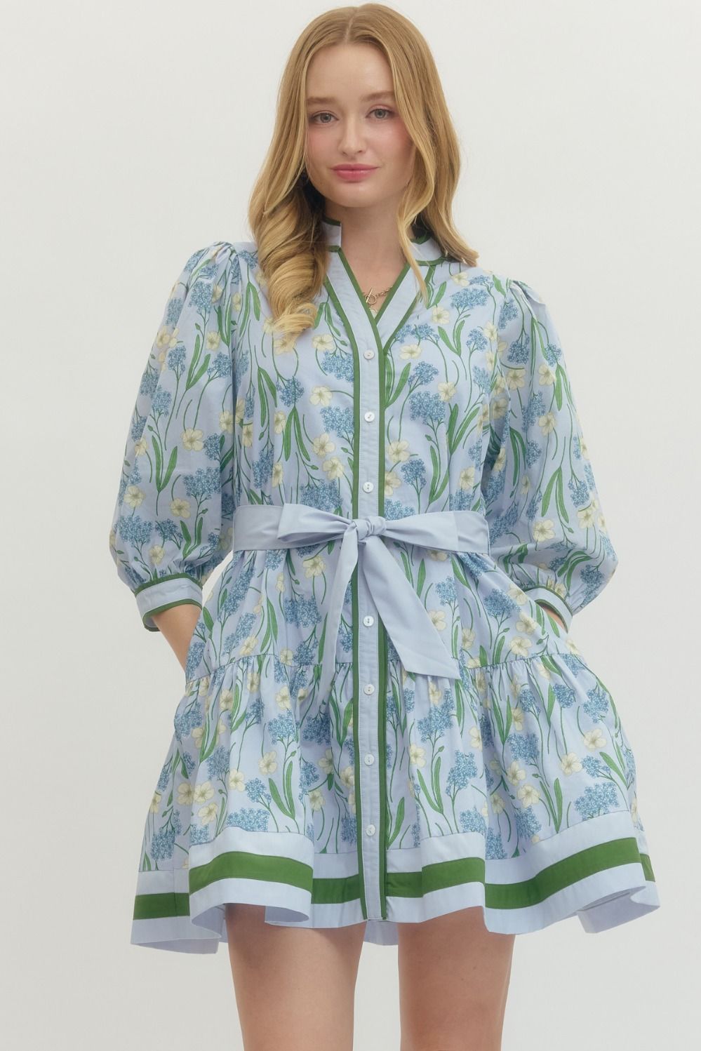 Bindy Contrasted Binding Floral Dress - Be You Boutique