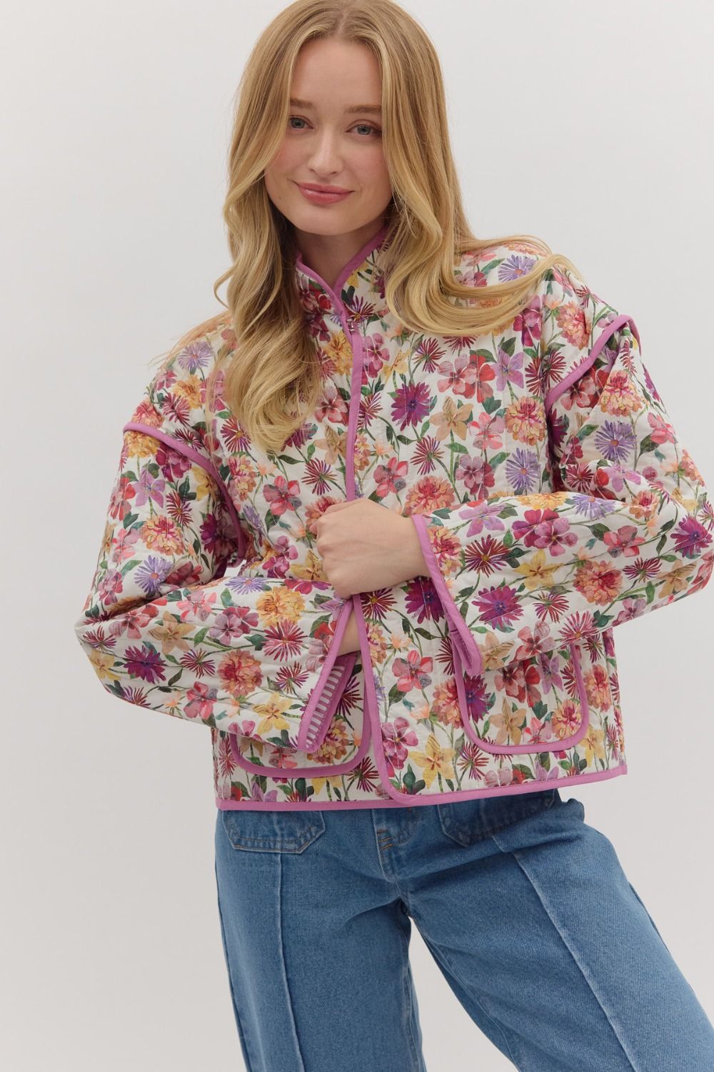 Victoria Floral Printed Quilted Jacket - Be You Boutique