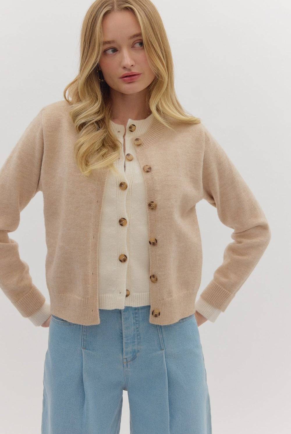 Olivia Double Layered Knit Cardigan - Be You Boutique