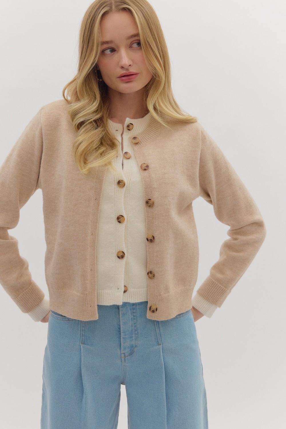 Olivia Double Layered Knit Cardigan - Be You Boutique