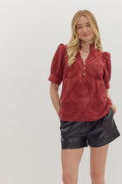 Lacy Embroidered Applique Accented Top - Be You Boutique