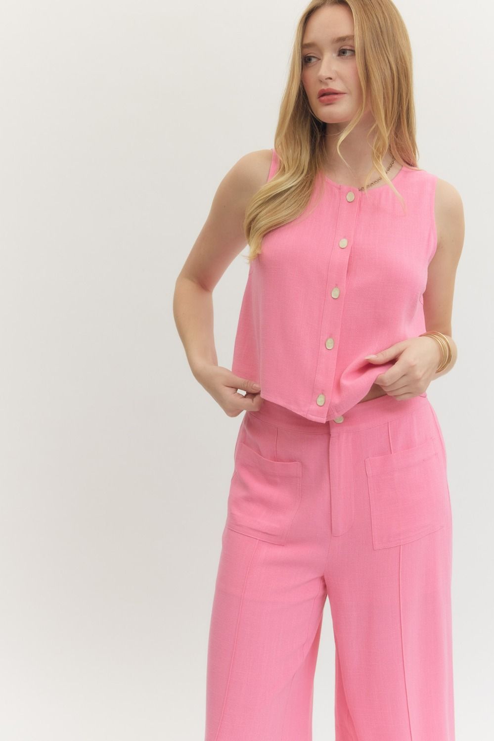 Sadie Woven Button Down Top - Be You Boutique