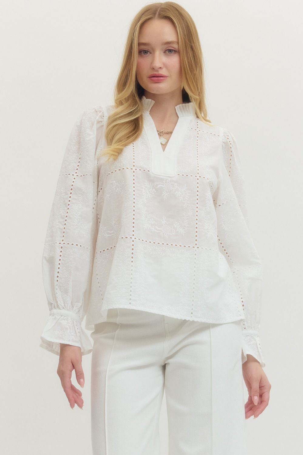 Victoria Eyelet Lace Detailed Top - Be You Boutique