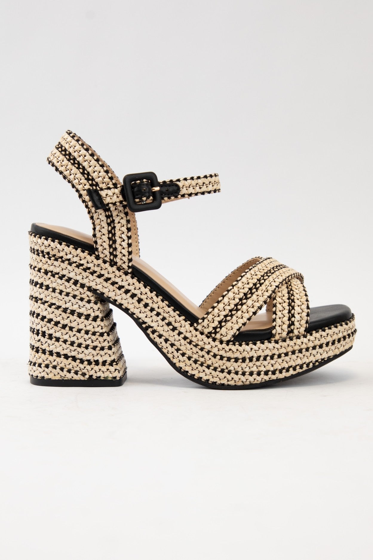 Soda Yara Raffia Braided Platform Heel - Be You Boutique