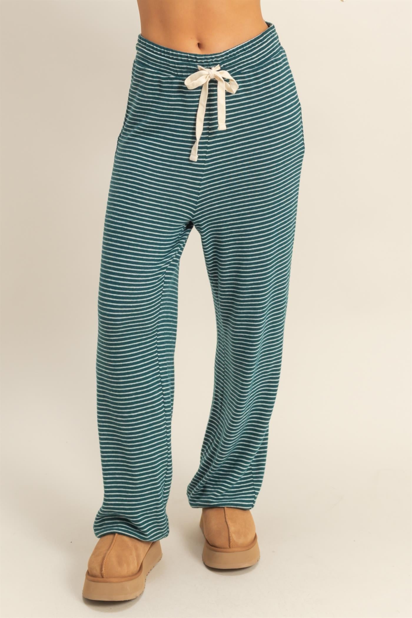 Lucy Striped Drawstring Lounge Pant - Be You Boutique