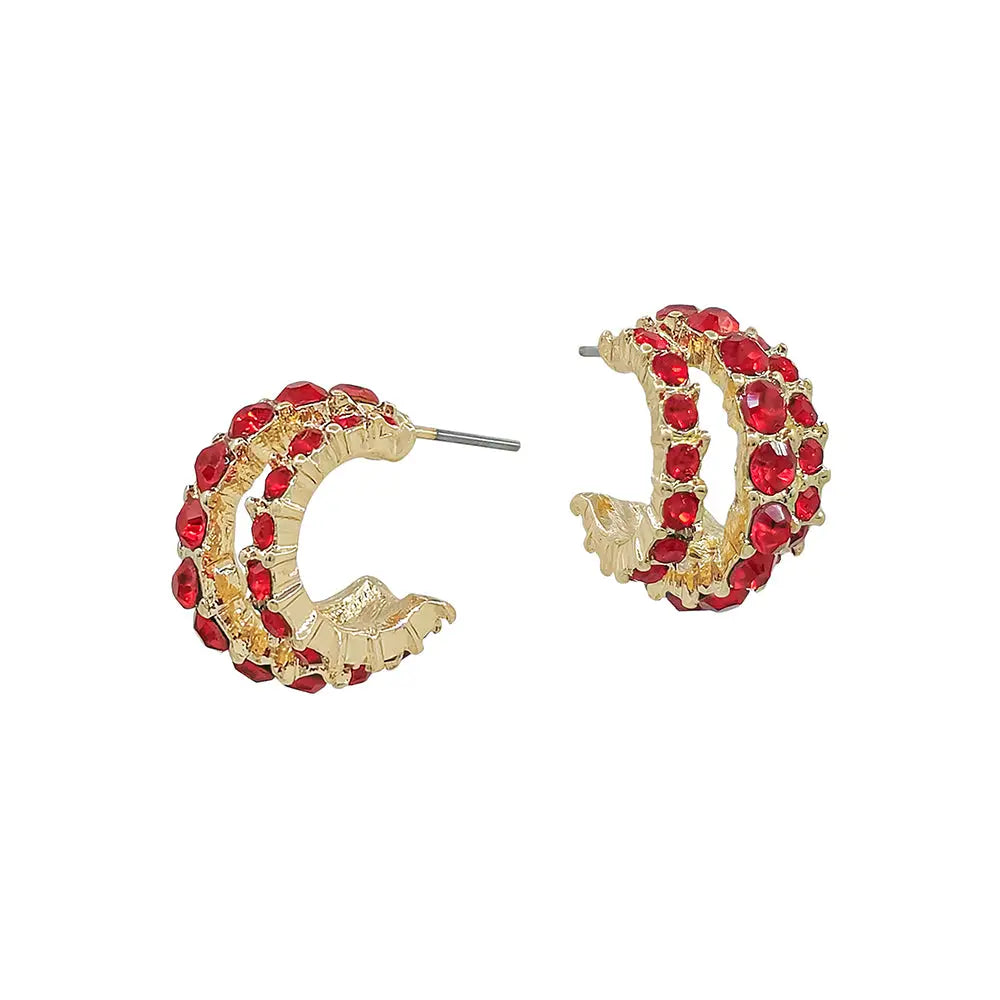 Three Row Red Rhinestone Hoop - Be You Boutique
