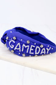 Caroline Hill Game Day Embellished Headband BLUE WHITE - Be You Boutique