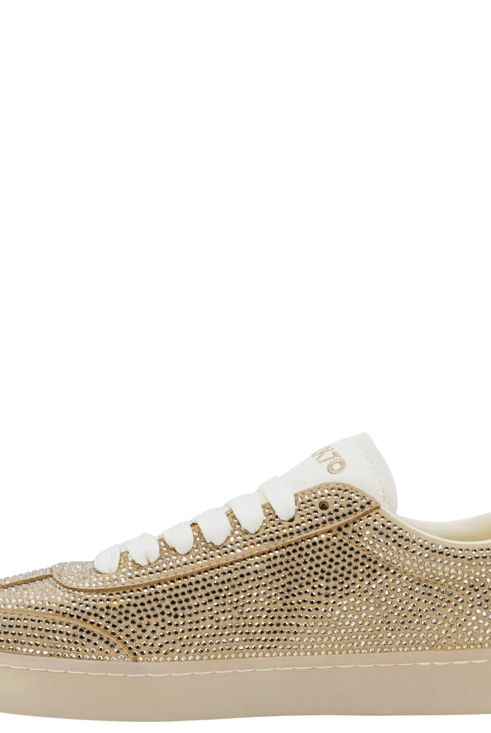 BACK 70 Smart Gold Rhinestone Sneakers, 205 Sneakers, stylish left shoe with gold accents and rhinestone embellishments