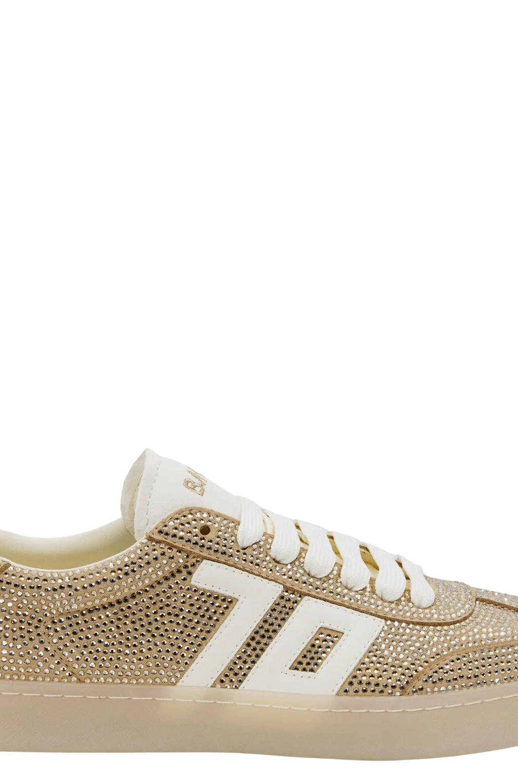 Gold rhinestone BACK70 Smart sneaker from the 205 Sneakers collection, featuring a sleek design and sparkling embellishments.