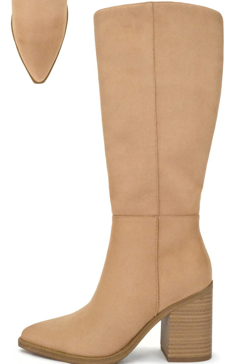 Vapor Pointed Toe Block Heel Knee Boots - Be You Boutique