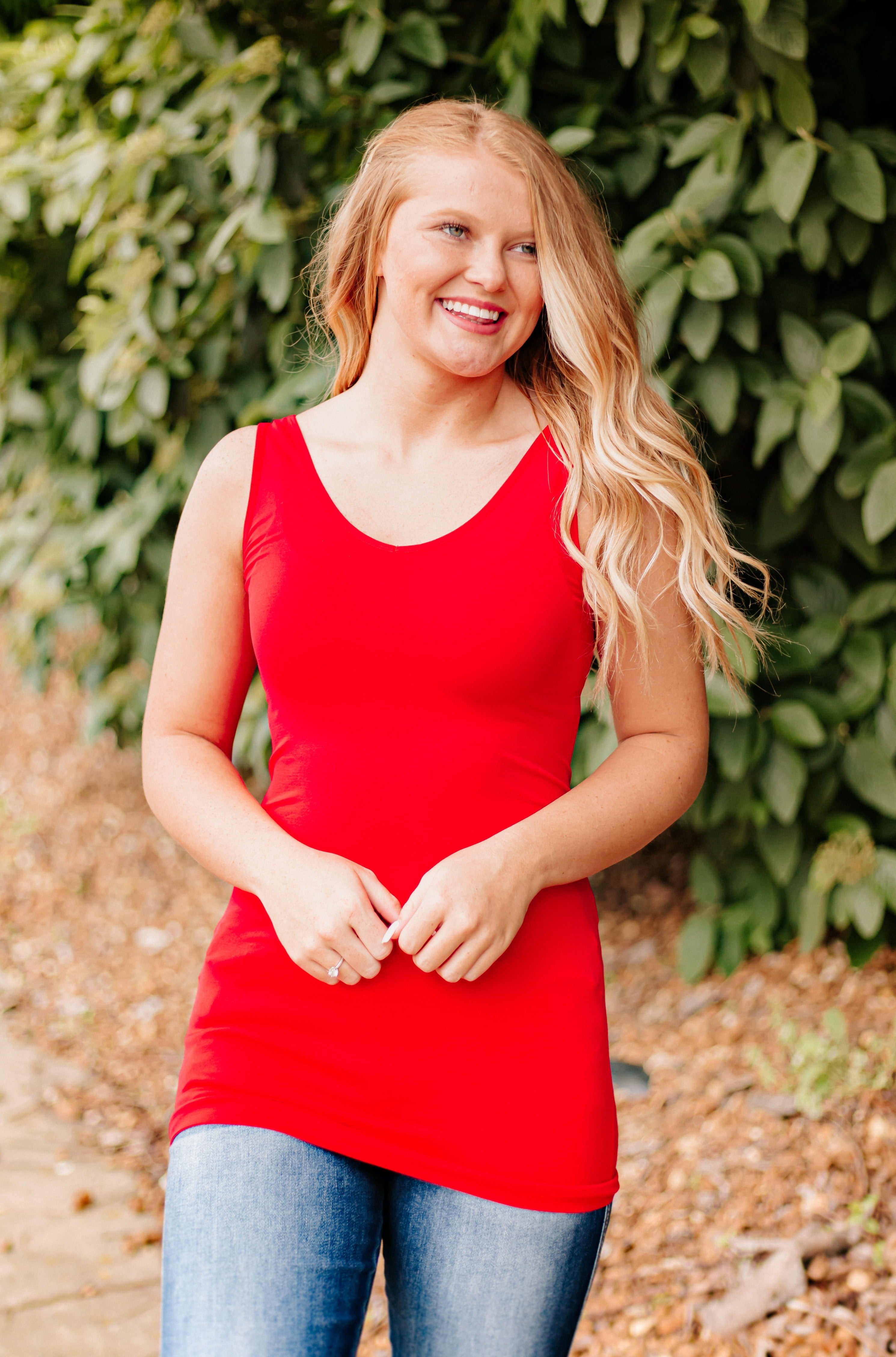 Cathy Basic Reversible Seamless Tank ~ Red - ShopBeYouBoutique