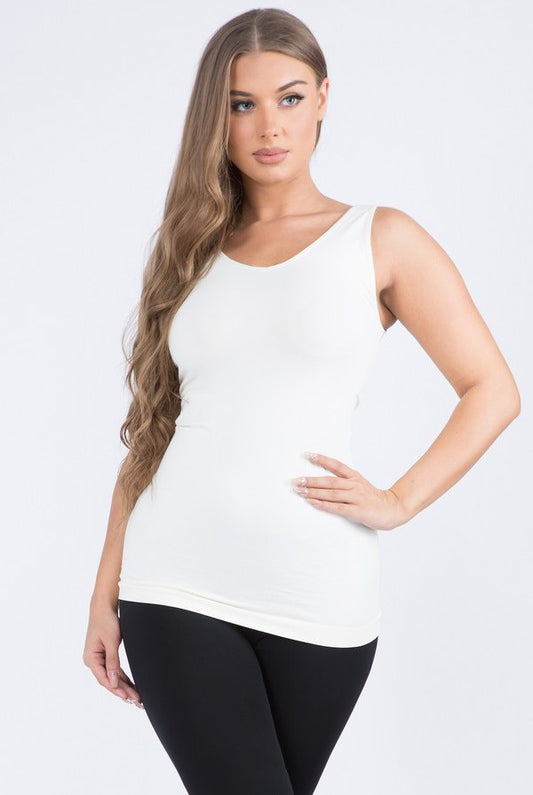 Cathy Basic Reversible Seamless Tank ~ Ivory - ShopBeYouBoutique