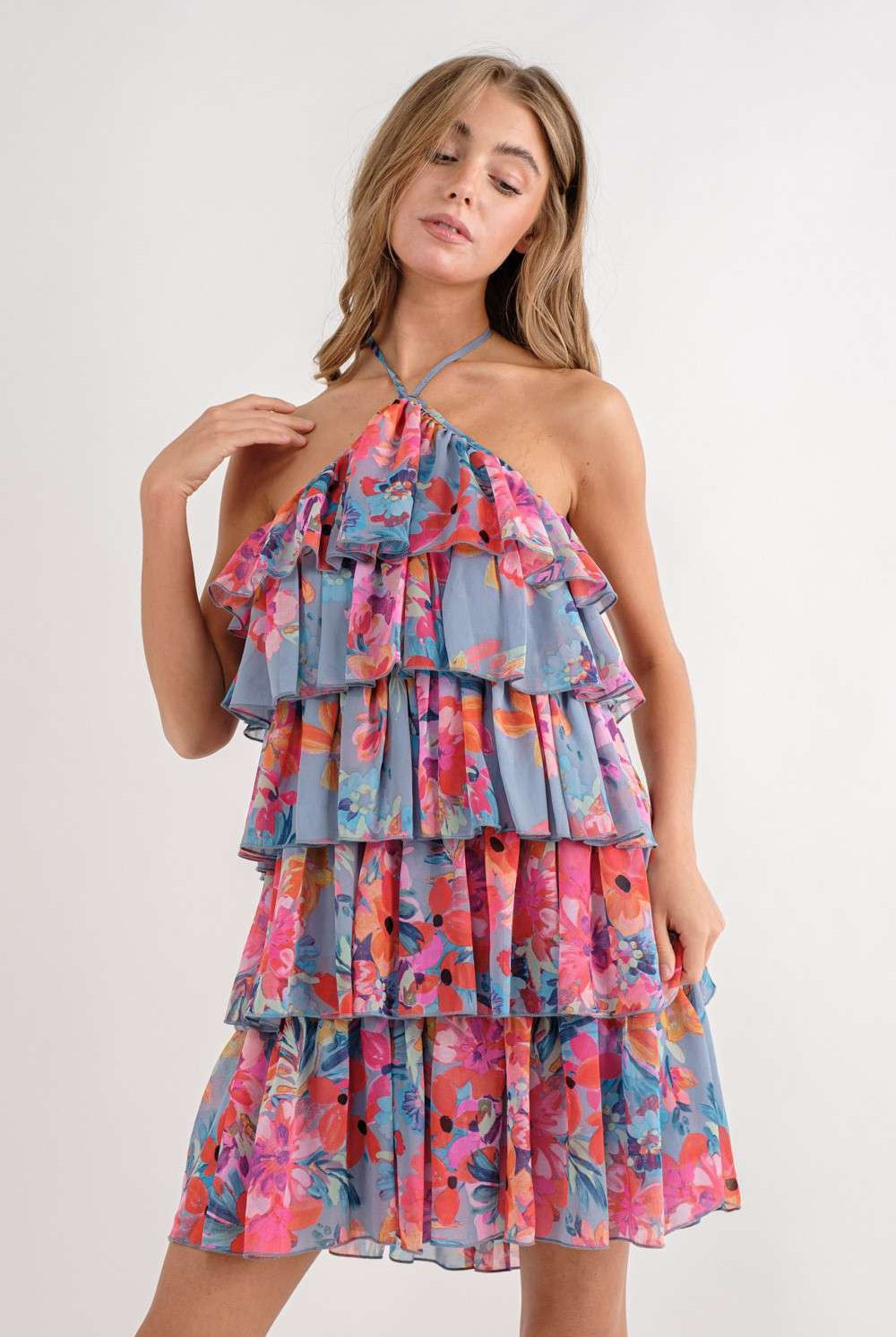 Lilibet Pink Sleeveless Ruffle Tier Dress - Be You Boutique