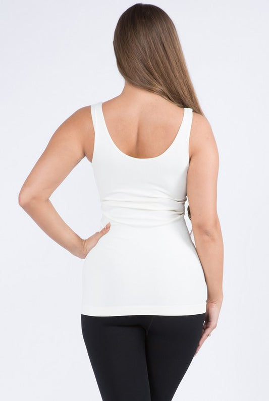 Cathy Basic Reversible Seamless Tank ~ Ivory - ShopBeYouBoutique