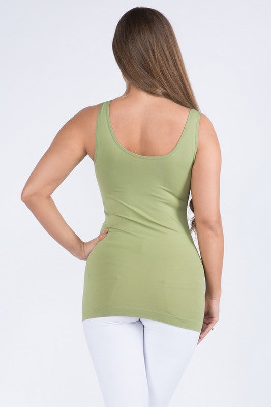 Cathy Basic Reversible Seamless Tank ~ Olive - ShopBeYouBoutique