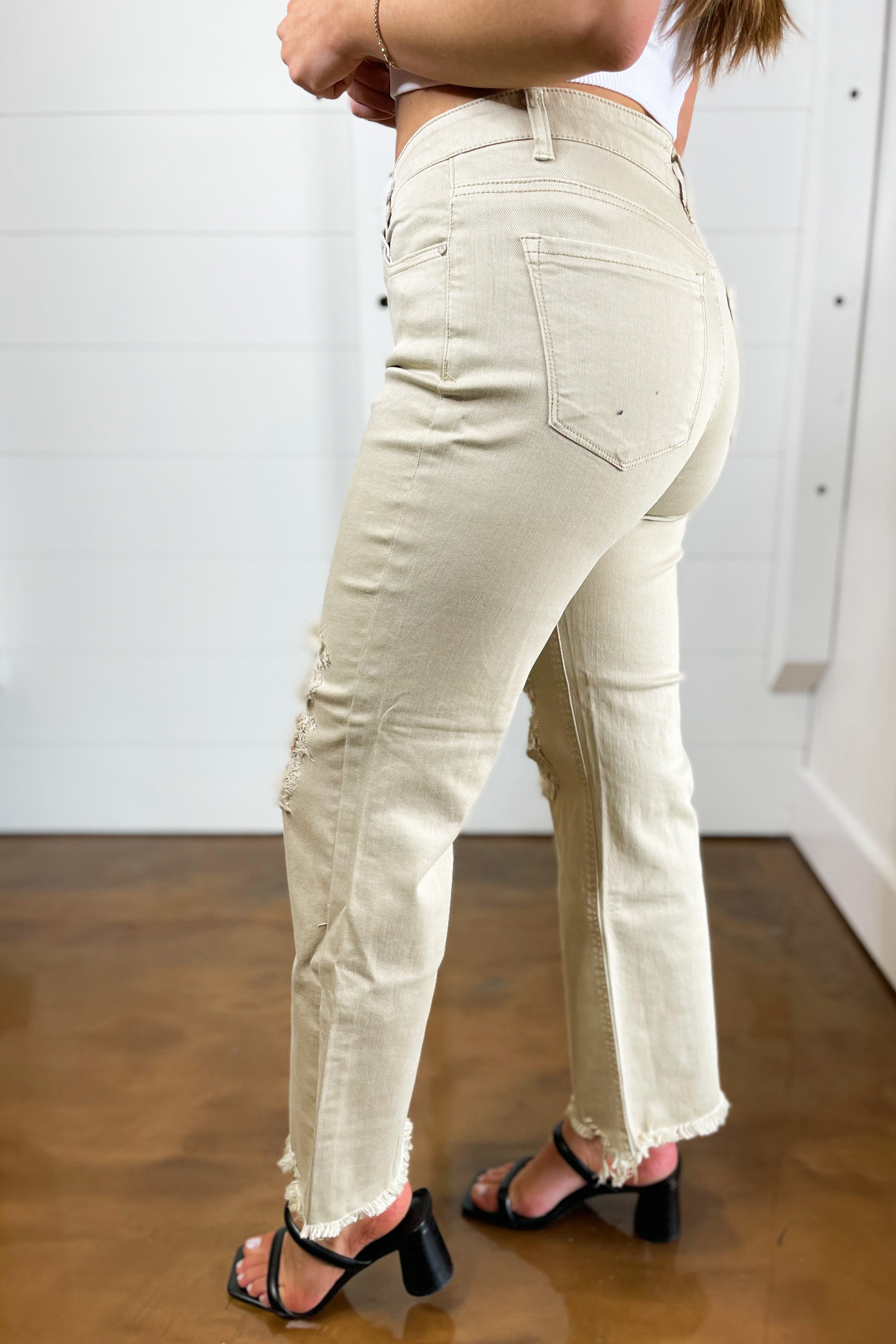 Ian High Rise Straight Denim Distressed Jeans - Be You Boutique