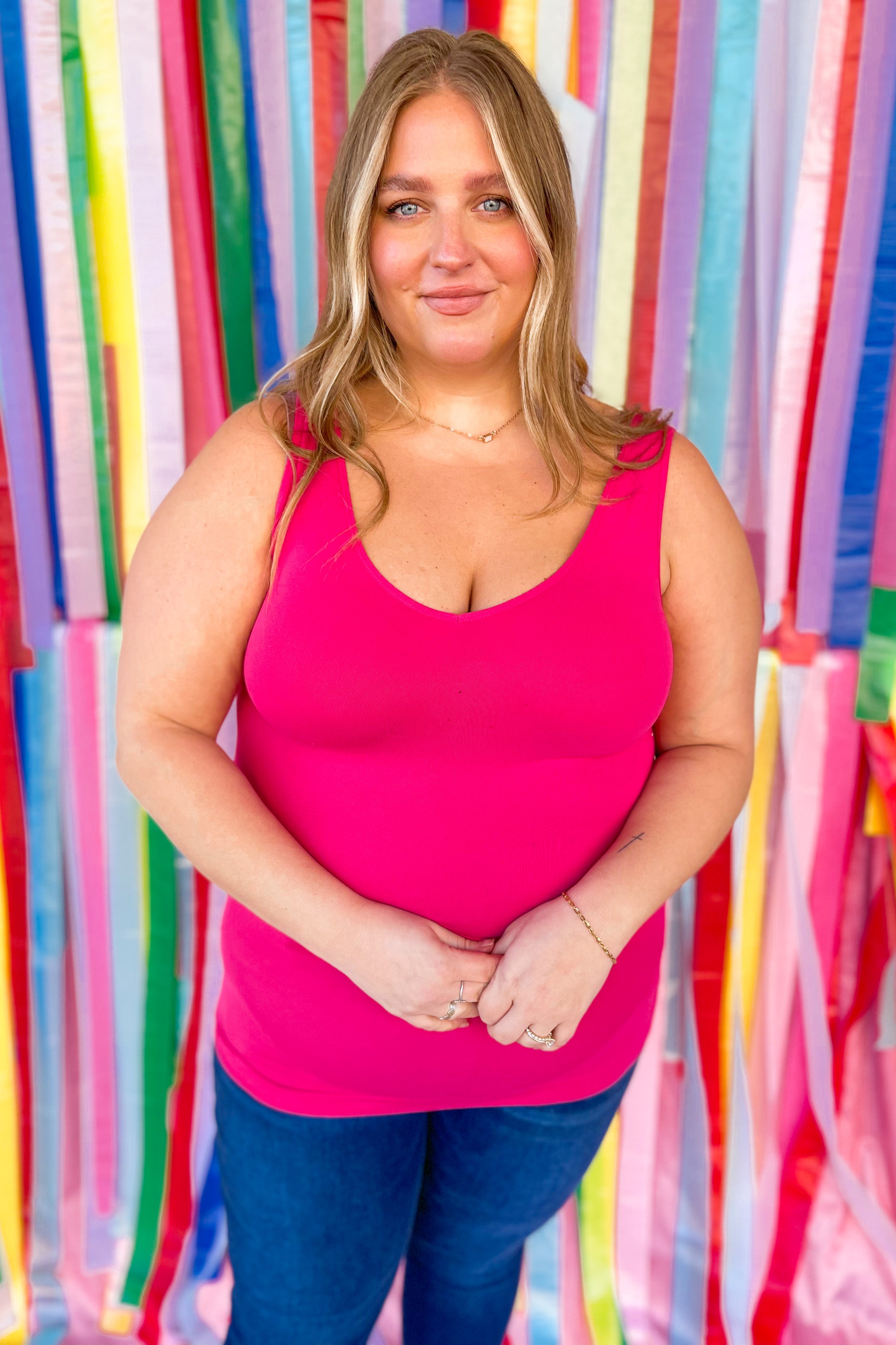 Cathy Basic Reversible Seamless Tank ~ Fuchsia - Be You Boutique