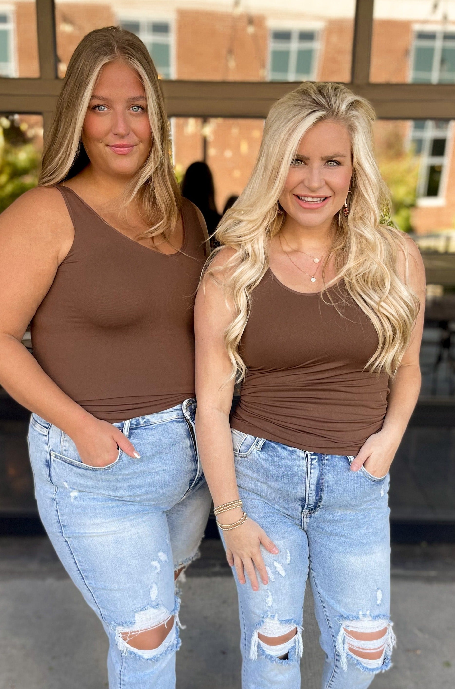 Cathy Basic Reversible Seamless Tank ~ Coffee - Be You Boutique