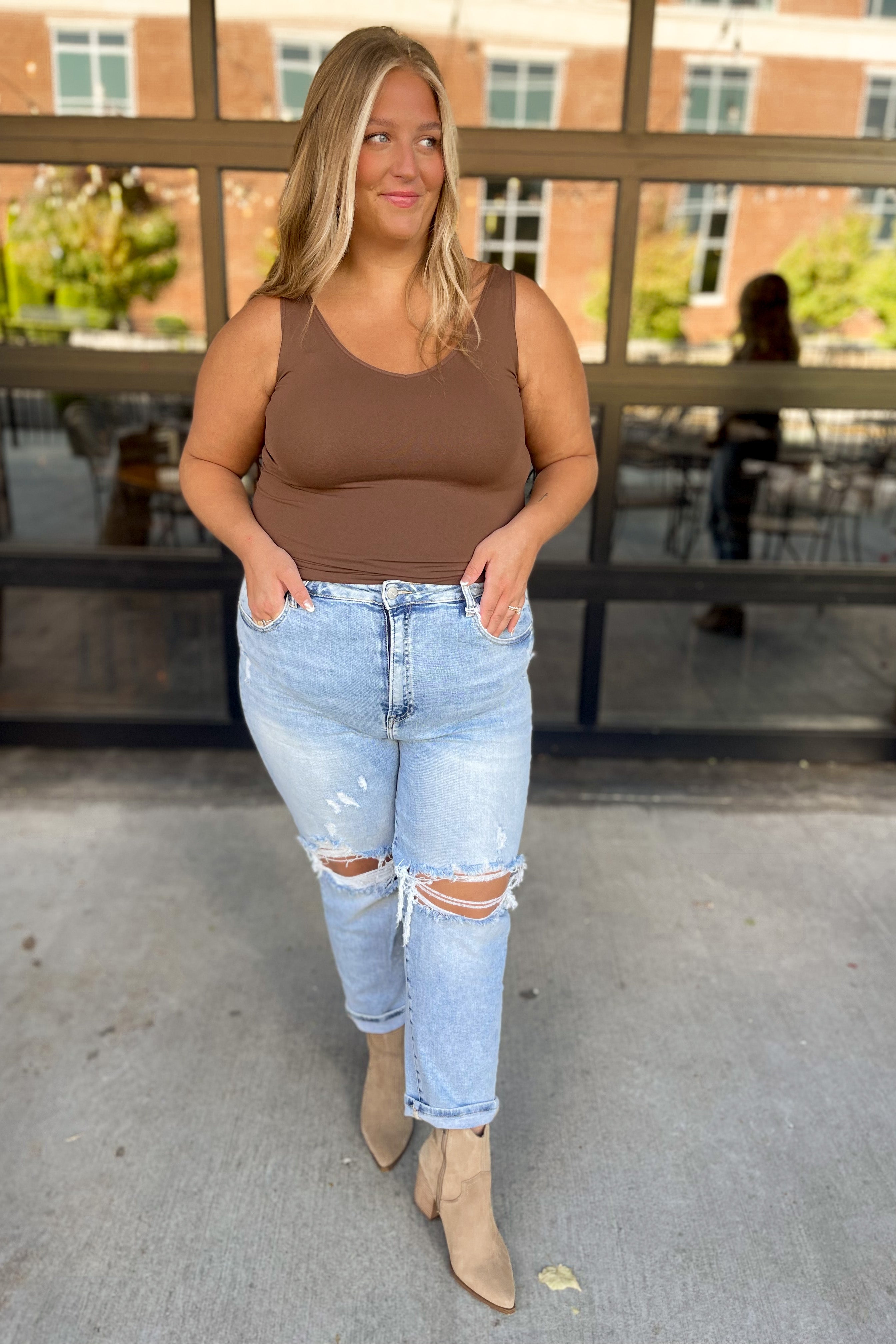 Cathy Basic Reversible Seamless Tank ~ Coffee - Be You Boutique