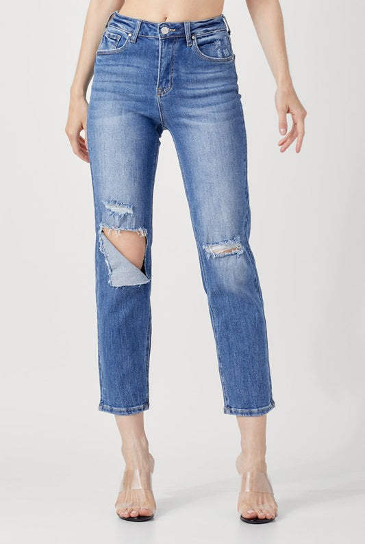 Risen Kendra High Rise Distressed Relaxed Jeans - Be You Boutique
