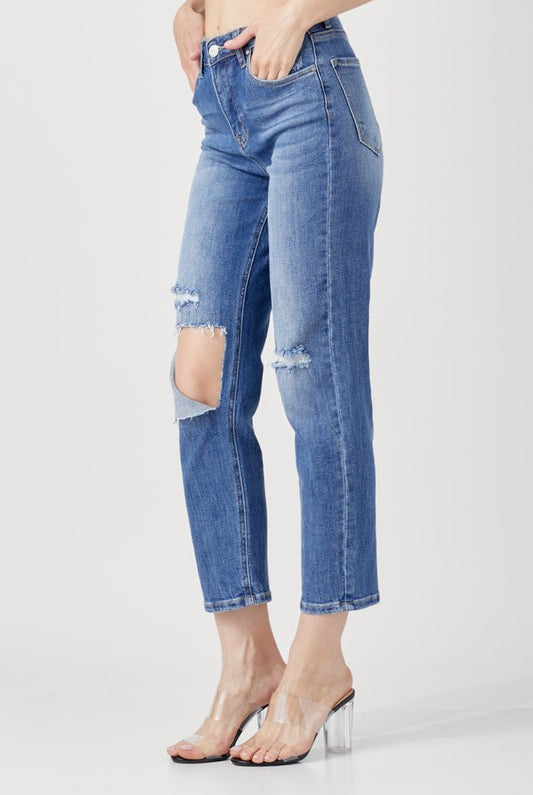 Risen Kendra High Rise Distressed Relaxed Jeans - Be You Boutique