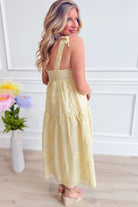 HYFVE Diane tiered gingham embroidered dress with ruffled layers and floral embroidery, perfect for casual summer wear.