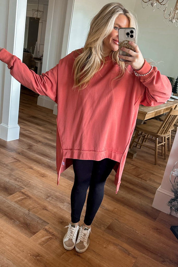 Ruth Hi-Low Long Sleeve Pullover Top - Be You Boutique
