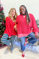PEACH LOVE Saylor two-toned oversized fall sweater in a relaxed knit design