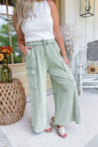 Mateo Mineral Washed Wide Leg Cargo Pants - Be You Boutique