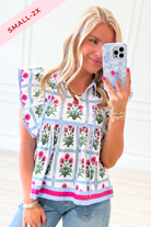 Aly Flower Printed Flutter Sleeve Top - Be You Boutique