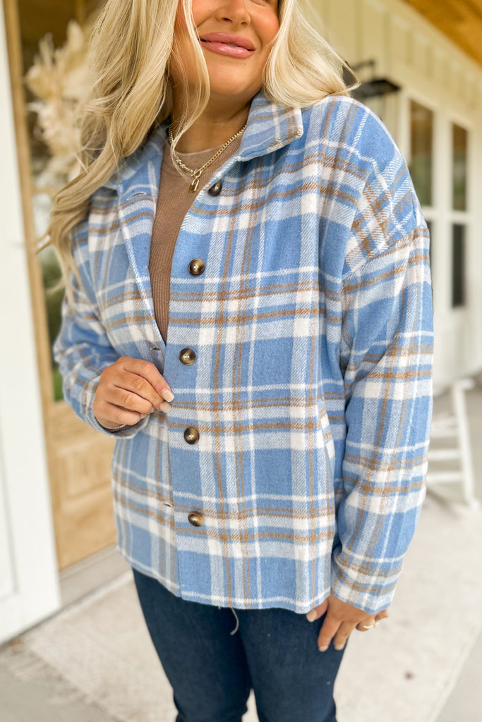 Adrian Long Sleeve Button Down Shacket Jacket Top - Be You Boutique
