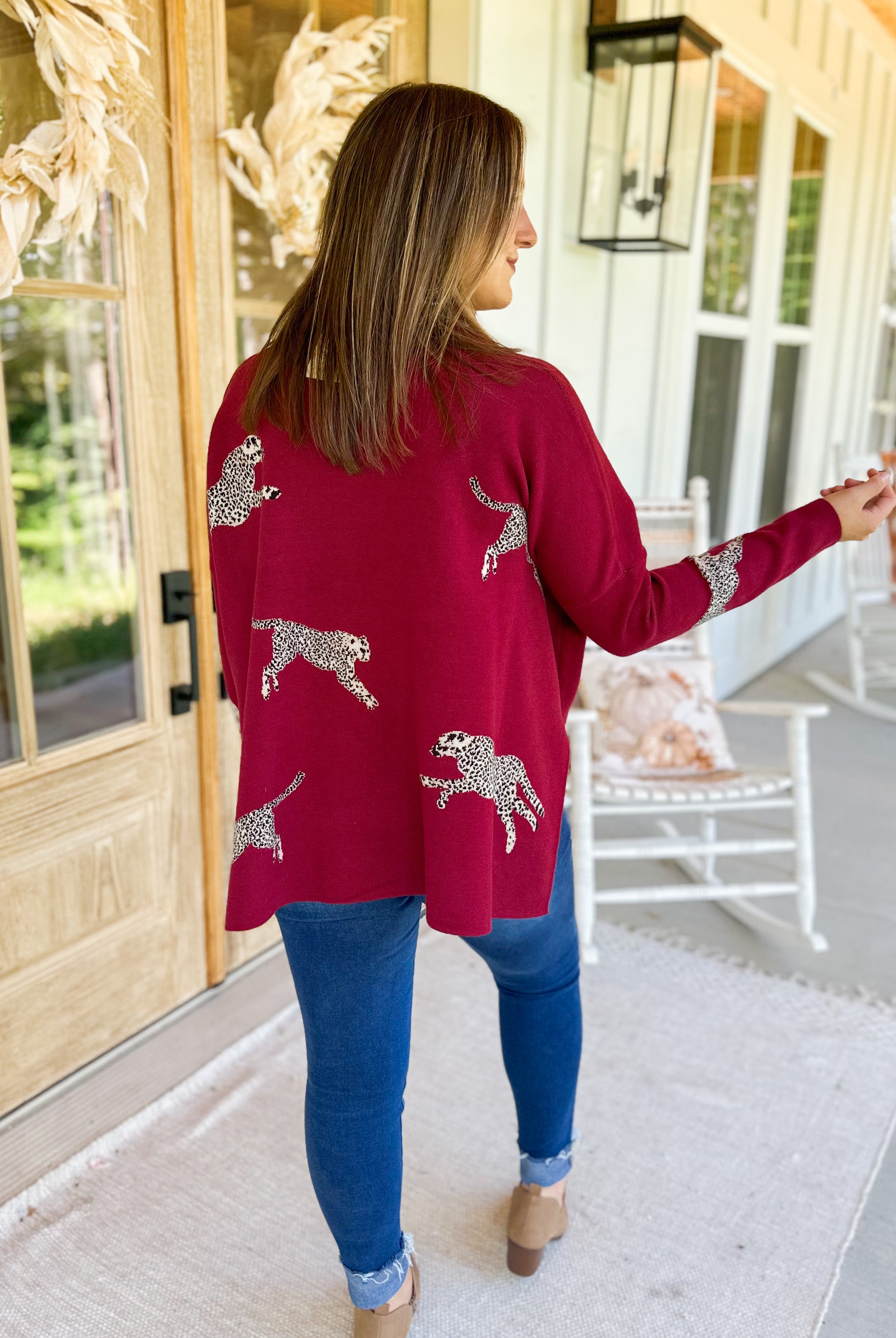 Lola Mock Neck Long Sleeve Animal Print Sweater - Be You Boutique
